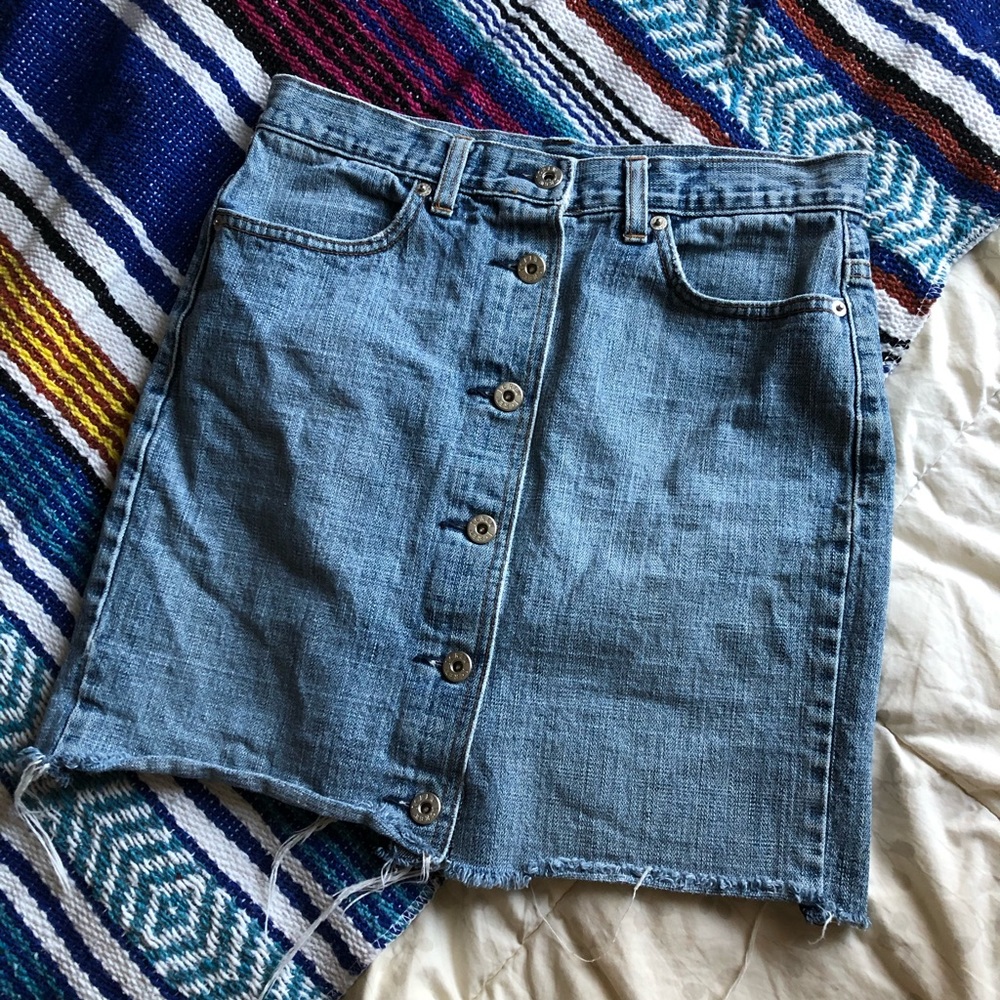 button up jean skirt